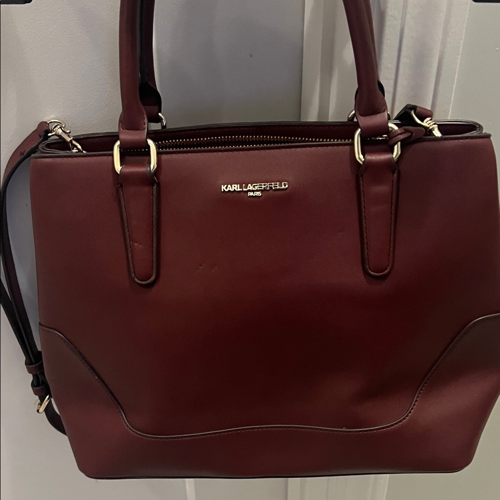 Karl Lagerfeld maroon Tote with Gold-Tone Hardware